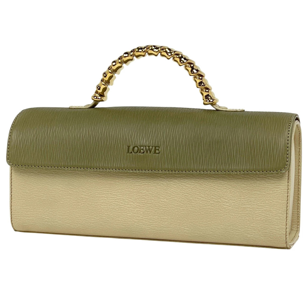 Loewe Velzquez handbag logo leather green beige